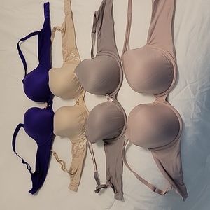 4 Victoria’s Secret body by Victoria lined perfect coverage bras 36D pink beige